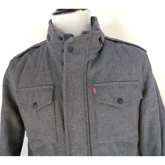 levi's wool military jacket with hood
